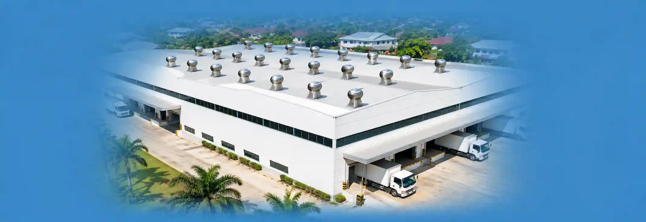 Deretan Turbine Ventilator pada bangunan industri